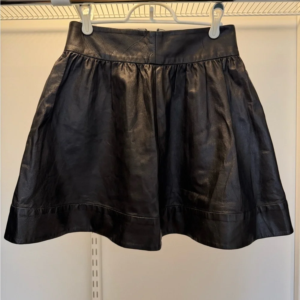 Black A-Line Faux Leather Skirt